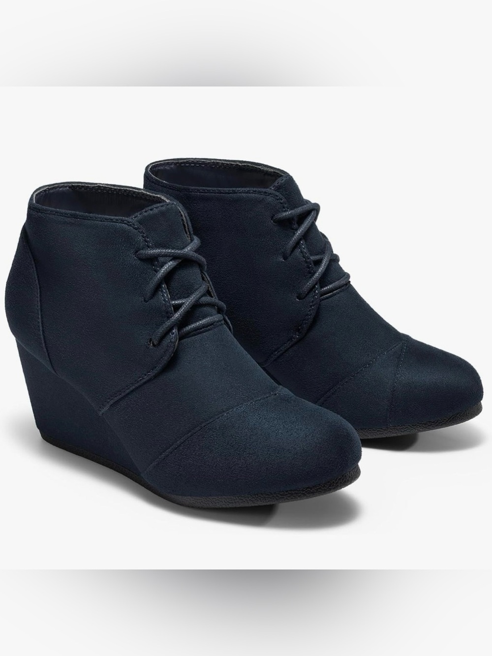 New Dream Pairs Navy Faux Suede Wedge Ankle Boots - Lace-Up size 9